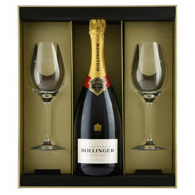 Bollinger Champagne Brut with 2 Glasses Gift Pack N.V.